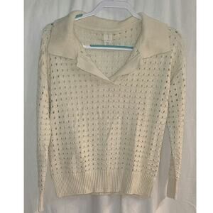 Joie Open Knit Collared Sweater Beige Size Small